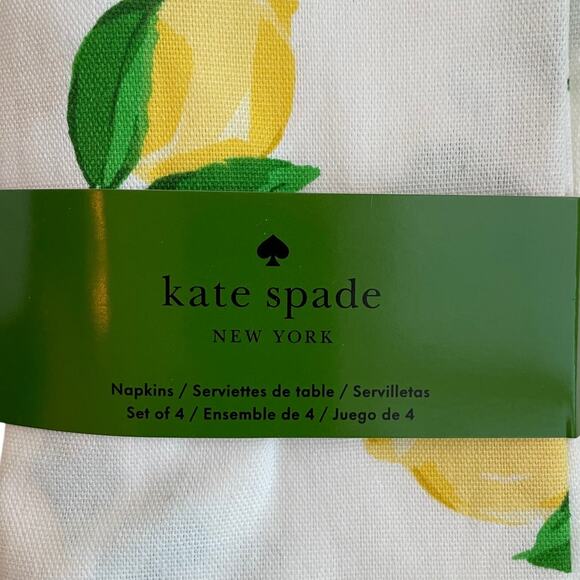 KATE SPADE New York Set of 4 Make Lemonade NAPKINS Yellow Lemons 100% Cotton - Picture 6 of 12